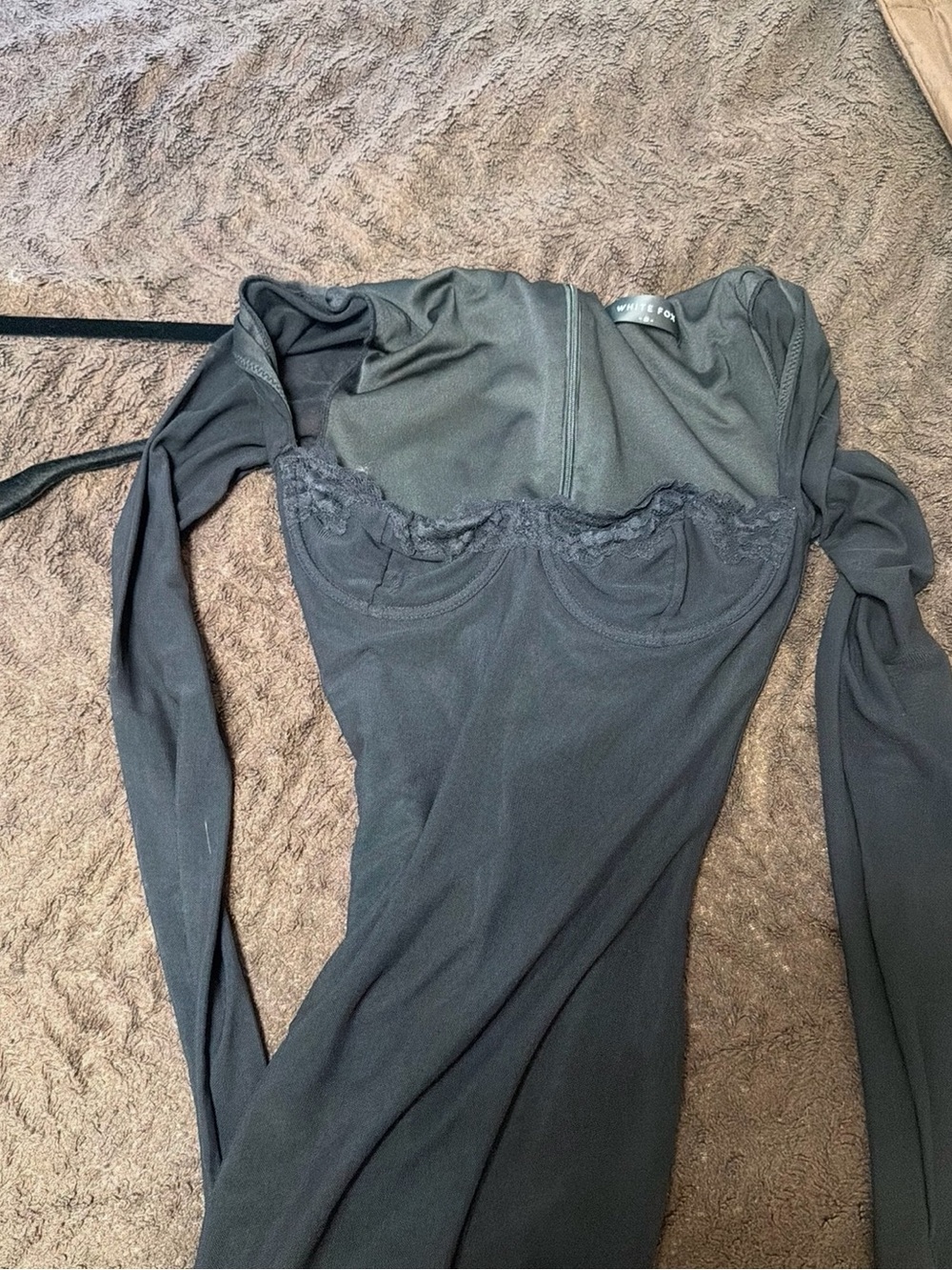 Princess Polly Black Lace Bust Long Sleeve Midi Dress